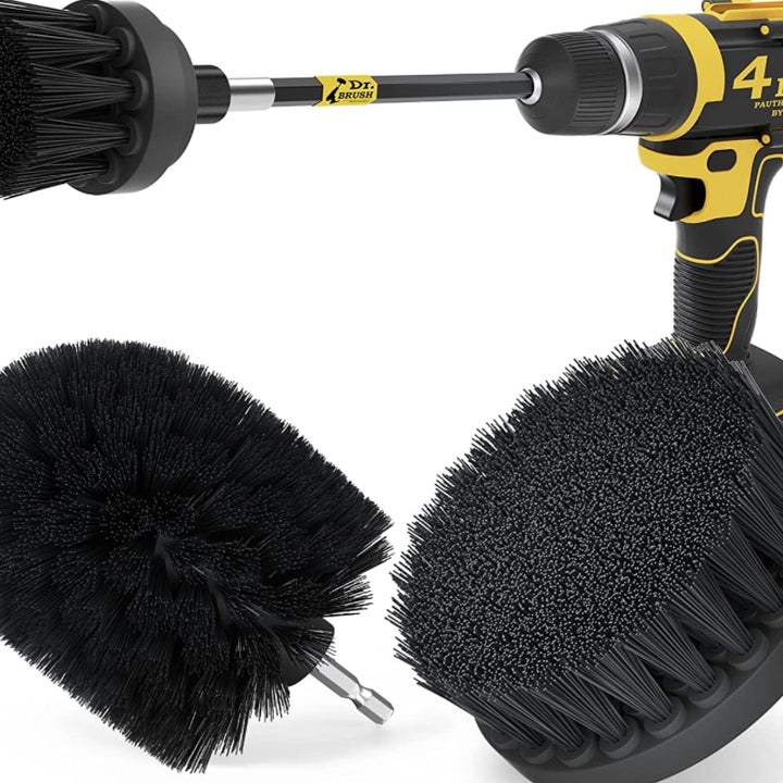 Scrub Cleaning Drill Brush Black Set, All Purpose Drill Power Brushes Kit, 4 pack